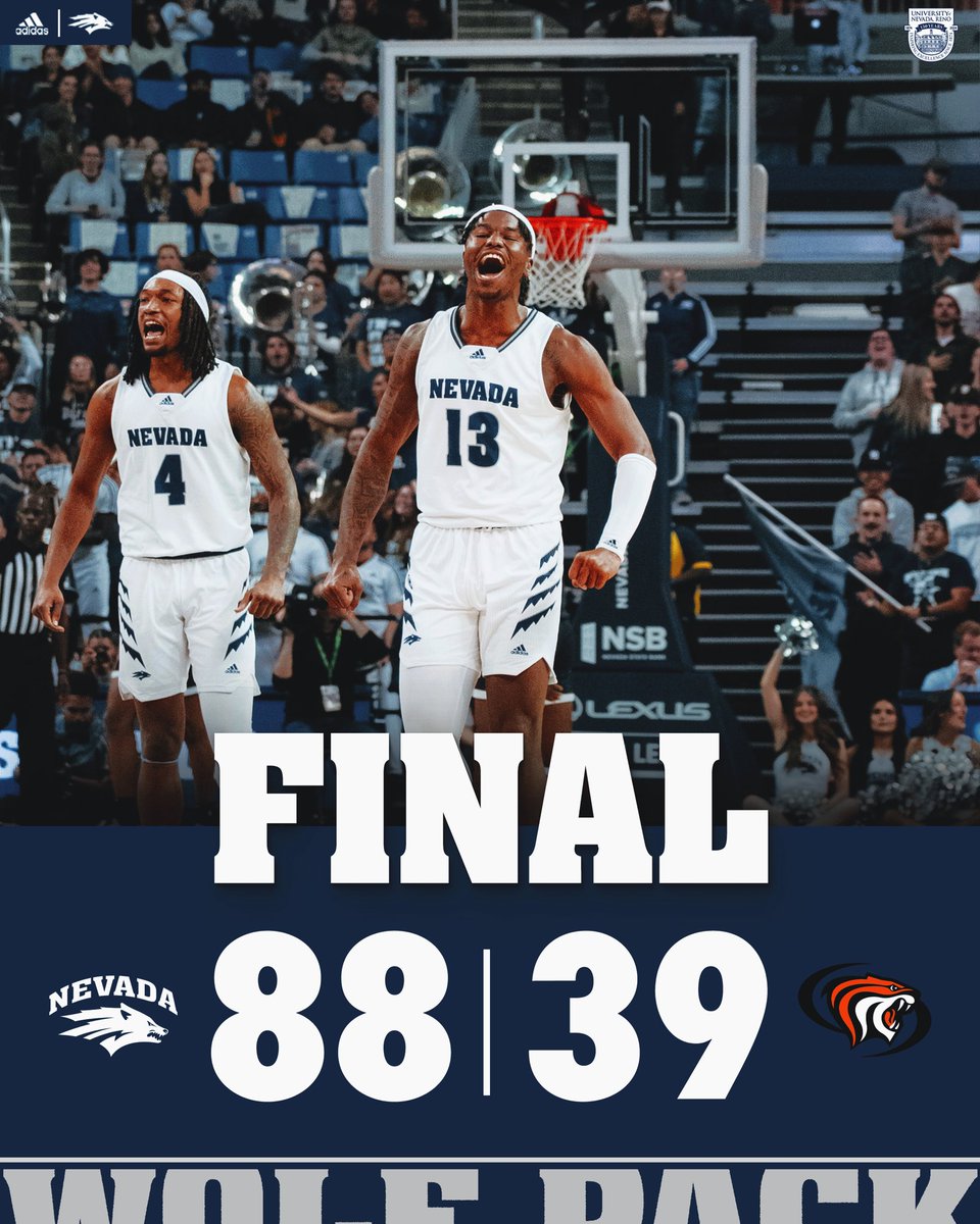 3rd game, 𝟑𝐫𝐝 𝐖 😤

The Pack limits Pacific to just 39 points on 24.6% shooting from the field, and 12 different players score for Nevada, fueling the Pack to their third consecutive victory to start the season 🐺 

#BattleBorn | #PackParty