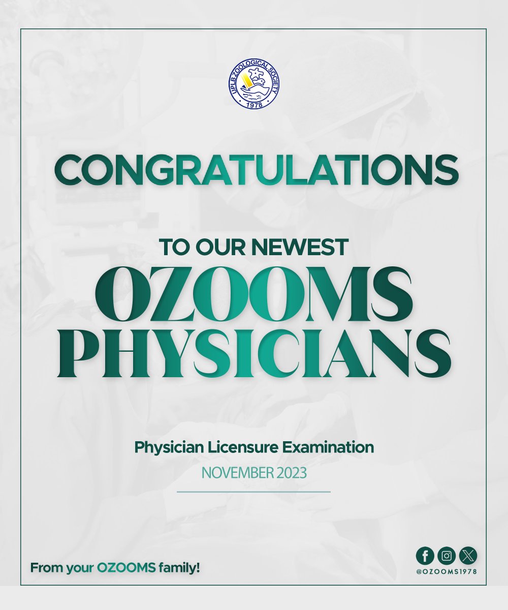 OZOOMS1978's tweet photo. To the brilliant minds and resilient spirits of our esteemed alumni who conquered the recent Physician Licensure Exam, a resounding congratulations! ๐โจ
#PLE #NewPhysicians #PLENovember2023 #LicensedToHeal #OZOOMSDoctors #OZOOMS1978 https://t.co/8gYZYOOO7y