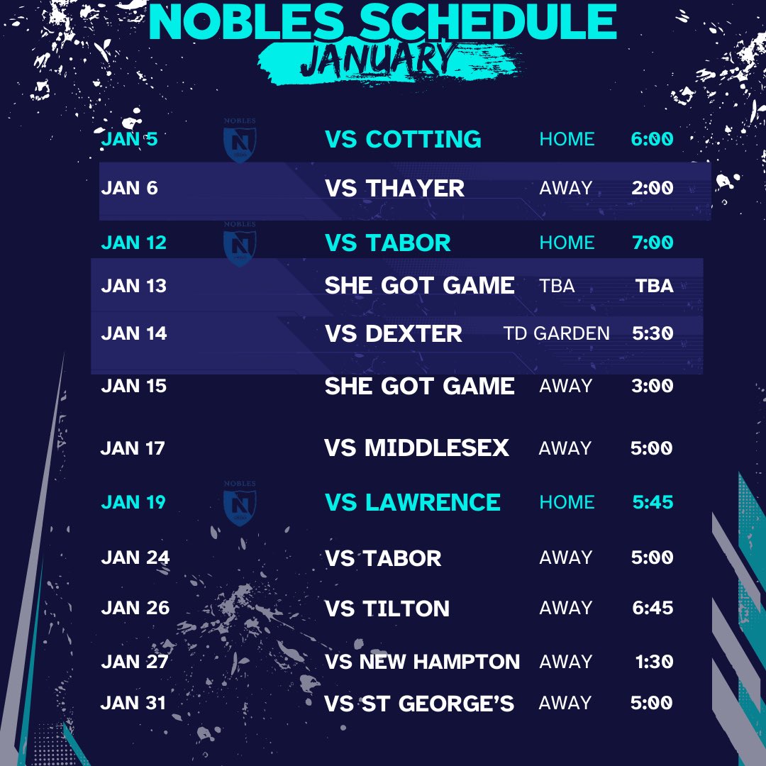 Ngvbasketball's tweet photo. Nobles 23-24 season schedule!! https://t.co/MXGtei4Yyr