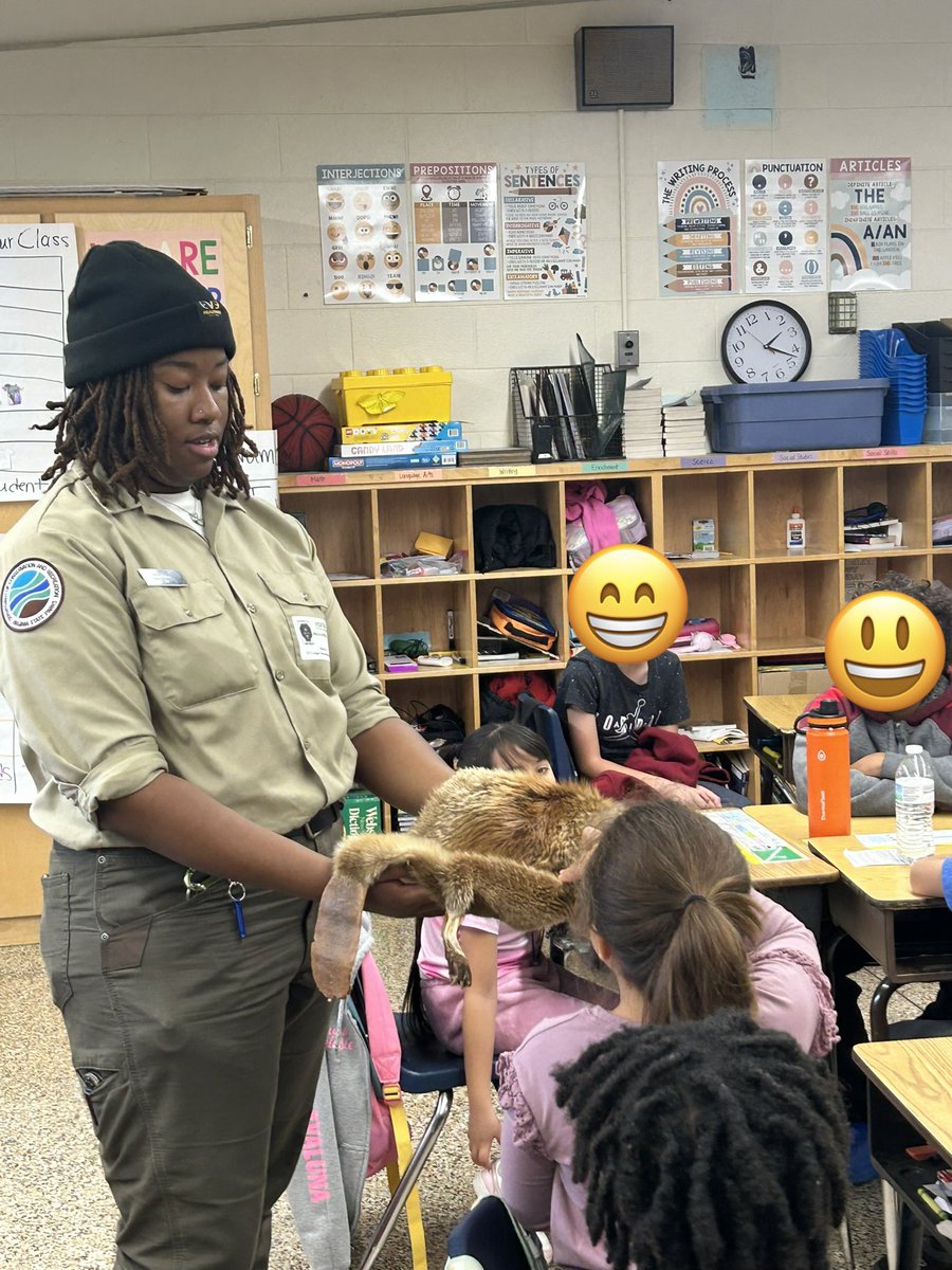 Another super day of #careertraining for our 3rds! Ranger Griffith from #PocahontasStatePark shared what working in the park was like, history of the park, & how she decided & trained to be a #parkranger. Ss were so inspired! @VAStateParks