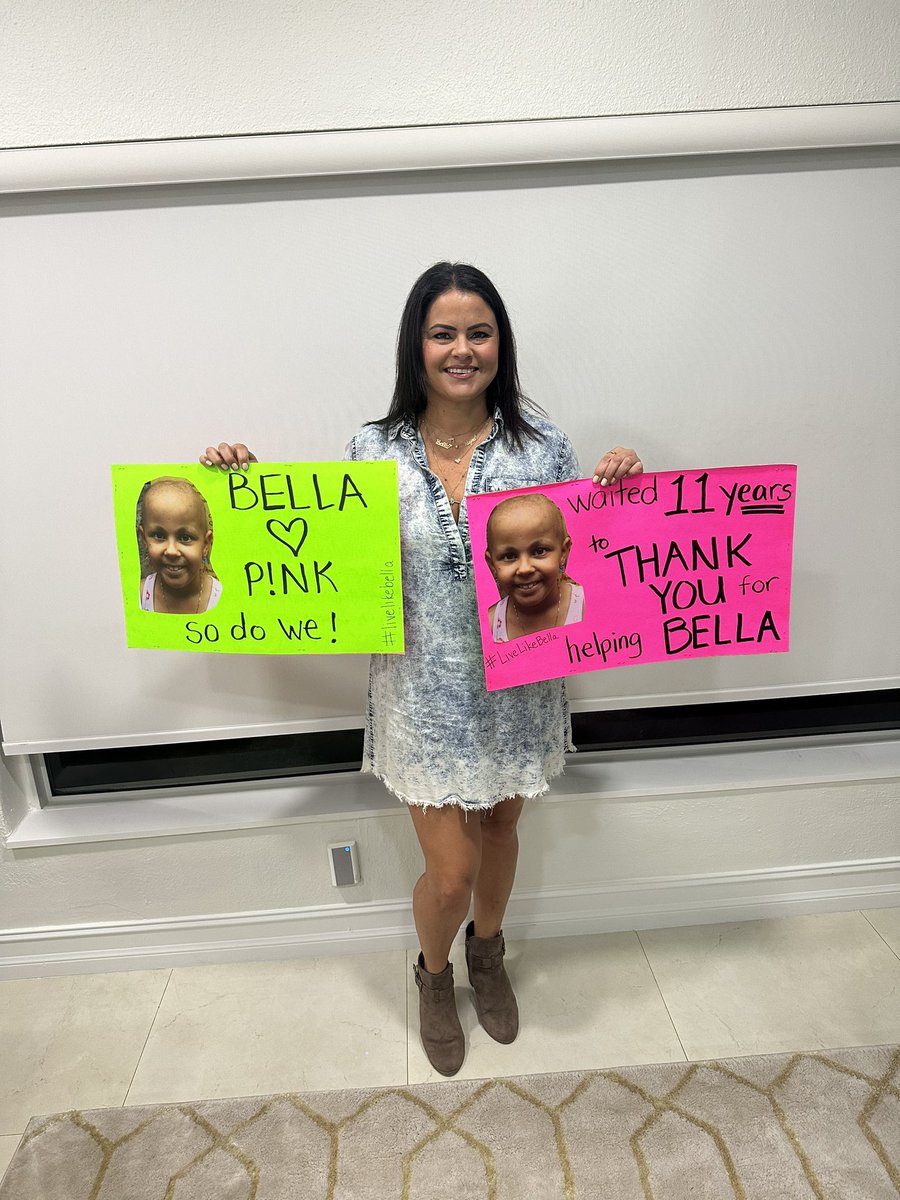 ShannahRT's tweet photo. @Pink 11 years ago, @Pink tried to help save Bella’s life I’ve been trying to thank her in person ever since went to concert last night going again tonight. no words as a Mom to let you know how much I appreciate you. I will NEVER forget your kindness We LOVE you! #livelikebella https://t.co/hOAUgmfTSi