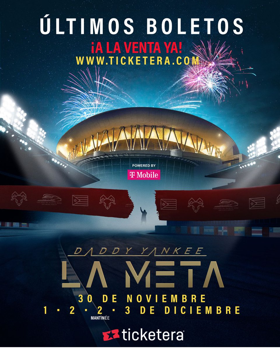 ticketera's tweet photo. ¡ÚLTIMOS BOLETOS! Únete a la leyenda, Daddy Yankee, en un concierto que romperá esquemas y elevará la experiencia al máximo. Puerto Rico, prepárate para alcanzar la cima de un concierto inolvidable.  🔥

 Boletos en https://t.co/yGkLyHpIbv 

#DaddyYankee #LaMeta #Ticketera https://t.co/kzdyXadYCf
