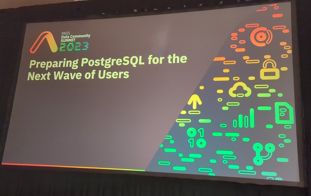 ryanbooz's tweet photo. Yo @PASSDataSummit! 

Starting at 4:45, come meet some longtime #PosrgreSQL community members in room 6C as we have a panel discussion about the future of PostgreSQL! https://t.co/Lp2t18Ww4Z