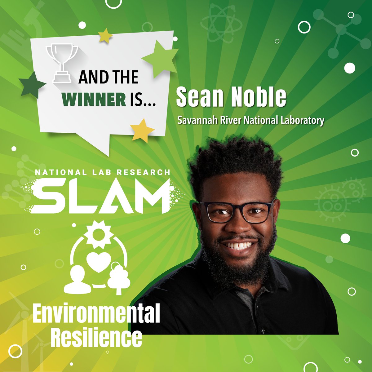 ENERGY's tweet image. 🎉 It’s done. We have our #NationalLabResearchSLAM winners.  
 
A big congratulations to the 17 finalists &amp;amp; a special congrats to the winners of the 4 categories: Theresa Kucinski, Brandon Zimmerman, Janet Meier, and Sean Noble.  
 
And, one more winner picked by the audience…⬇️