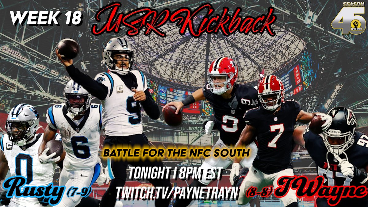 Oh yeah, it's football time! <a href="/MSRLeague/">The Revolution is NOW!</a> action is right around the corner with another installment of "MSR Kickback," bringing you a matchup between Rusty's Panthers and TWayne's Falcons! <a href="/leaguecrawler/">leaguecrawler 🦎</a>