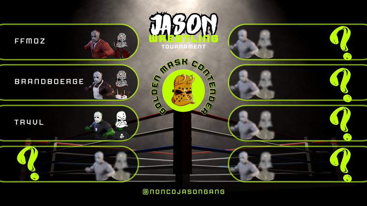 A little more than an hour away before our Golden Mask Tournament commences! 
⌛️🪜🩸🔪
Who will advance? 🤔 I have a feeling we are gonna have a couple tight matches! 🤼‍♂️