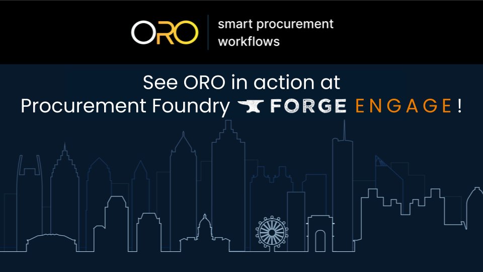 Attending @procurefoundry's FORGE: ENGAGE in Atlanta this week? So is @procurewithoro! Schedule some time to engage with us and discuss our #SmartProcurementWorkflows here: calendly.com/oro-events/oro… 

#ForgeEngage #MakingProcurementCool #ProcurementFoundry #ProcurementNetworking