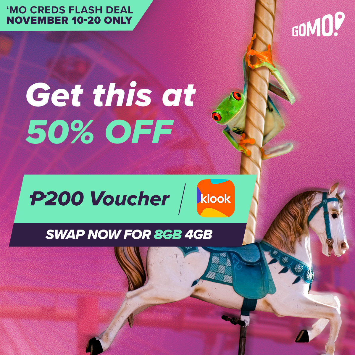 gomo_ph's tweet photo. Don't forget to put these vouchers on your travel checklist, fam! 📝 Swap your GBs now and save up to 60% on vouchers for AirAsia, Agoda, Klook, and more! Head over to 'Mo Creds to discover mo deals like these. #ThatsMoLikeIt https://t.co/A8MqUak4eE