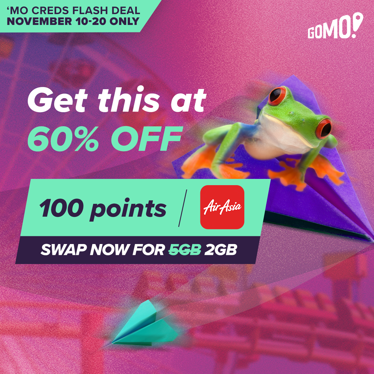 gomo_ph's tweet photo. Don't forget to put these vouchers on your travel checklist, fam! 📝 Swap your GBs now and save up to 60% on vouchers for AirAsia, Agoda, Klook, and more! Head over to 'Mo Creds to discover mo deals like these. #ThatsMoLikeIt https://t.co/A8MqUak4eE