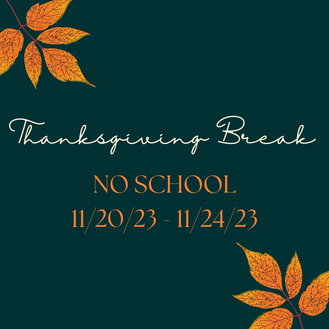 Reminder!  
RSP is closed the entire week of Thanksgiving, next week!  Our last day of school is Friday, 11/17/23, and we'll see everyone back on Monday, 11/27/23 🦃🍂🥧