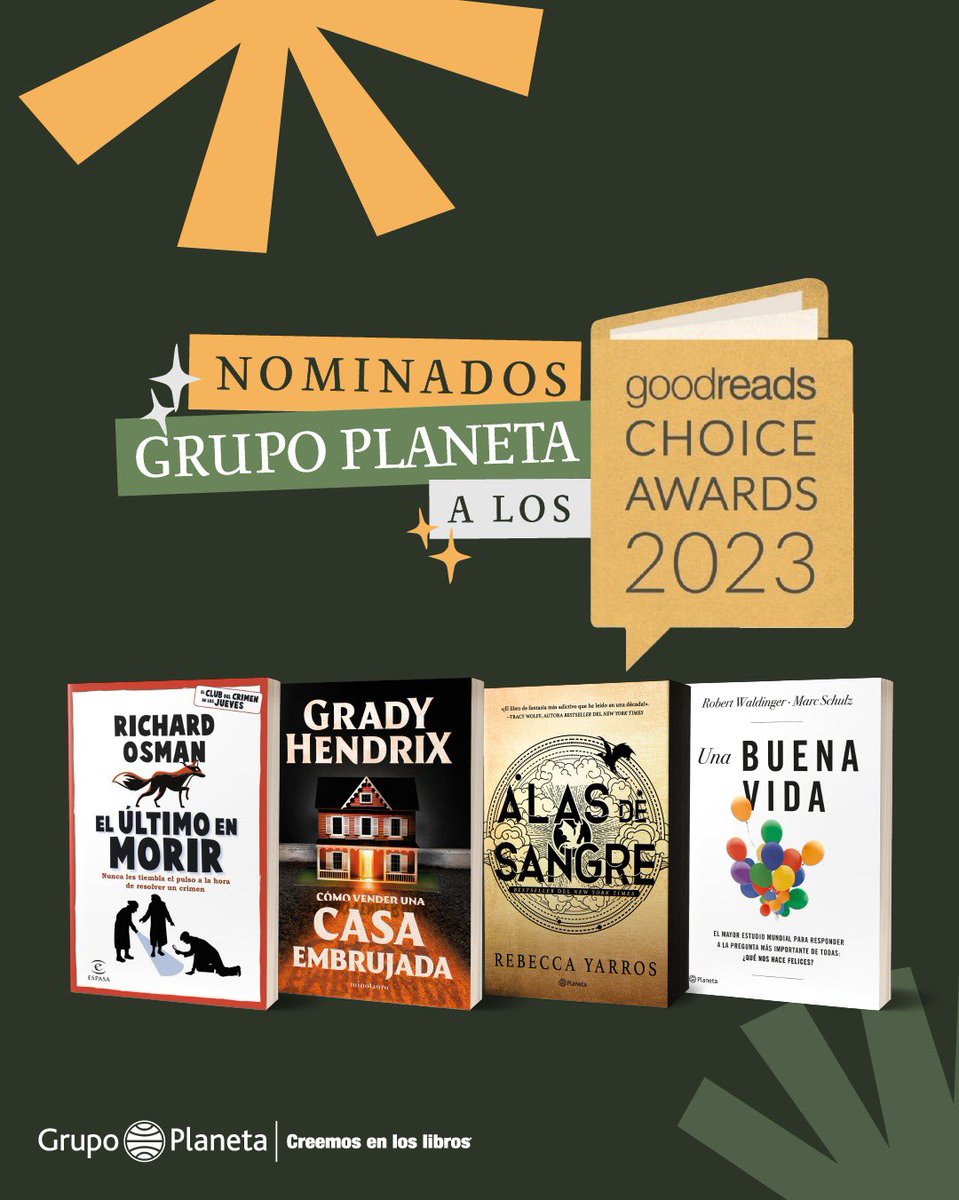 Ya salieron los nominados a los @Goodreads Choice Awards 2023 ¡y 8 de nuestros libros están participando por lo mejor del año!  Vota por tu libro favorito, ¡está en tus manos elegir a los ganadores!  🙌 #CreemosEnLosLibros #GoodReads #GoodreadsChoice