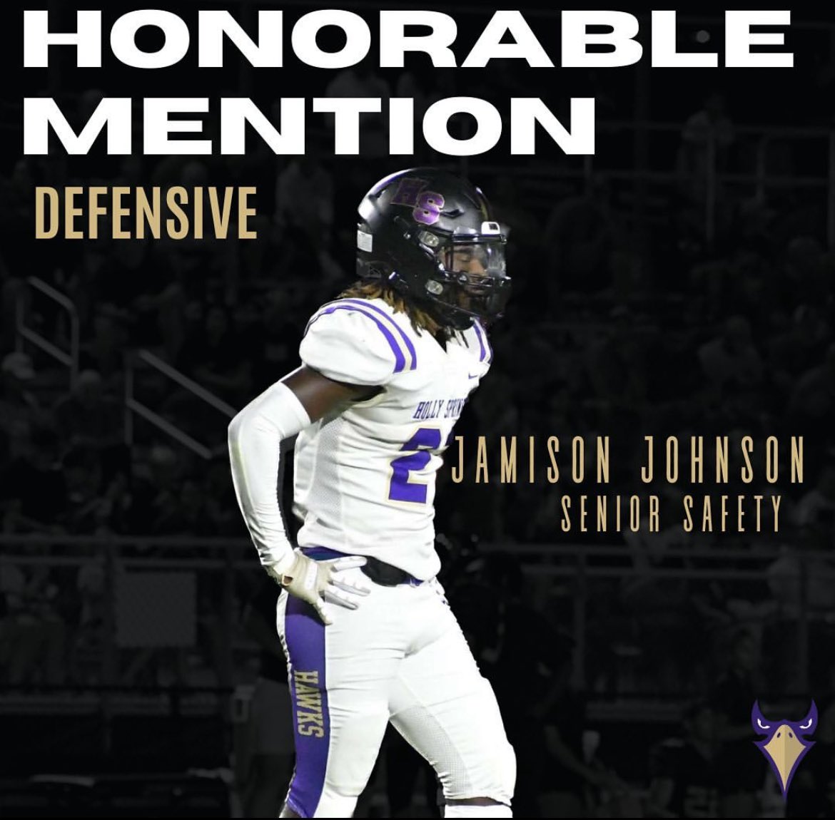 JamisonJohnson0's tweet image. Blessed to be named as an All Conference Honorable Mention this year! @HSHSFB @rj_maness @GoldenHawksFB