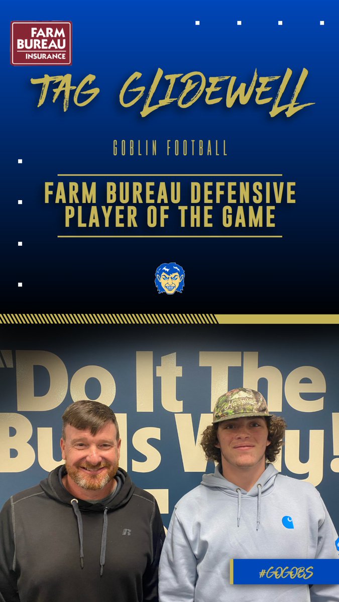 Tag Glidewell received the title of Farm Bureau Defensive Player of the Game for his outstanding effort against Hot Springs Lakeside. #GoGobs