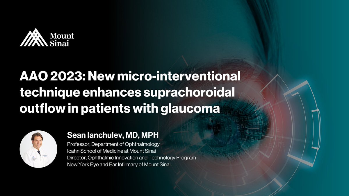 Dr. Sean Ianchulev and colleagues reported on a new micro-interventional technique to enhance suprachoroidal outflow in patients with glaucoma at #AAO2023. Read more via @OphthTimes: mshs.co/3FWSTTq @aao_ophth #Ophthalmology