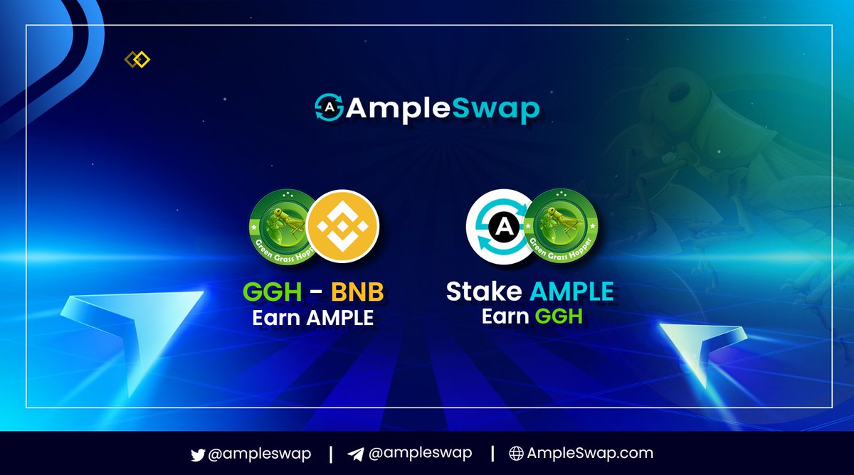 Let us welcome our new partner @ggh_crypto 

GGH is Utility token of Everestgaming.io (Defi Casino)

Stake $GGH- $BNB LP to earn $AMPLE 
ampleswap.com/farms 

Stake $AMPLE to earn $GGH 
ampleswap.com/pools 

Launch date - 16th Nov 23, 4:00 AM UTC Time