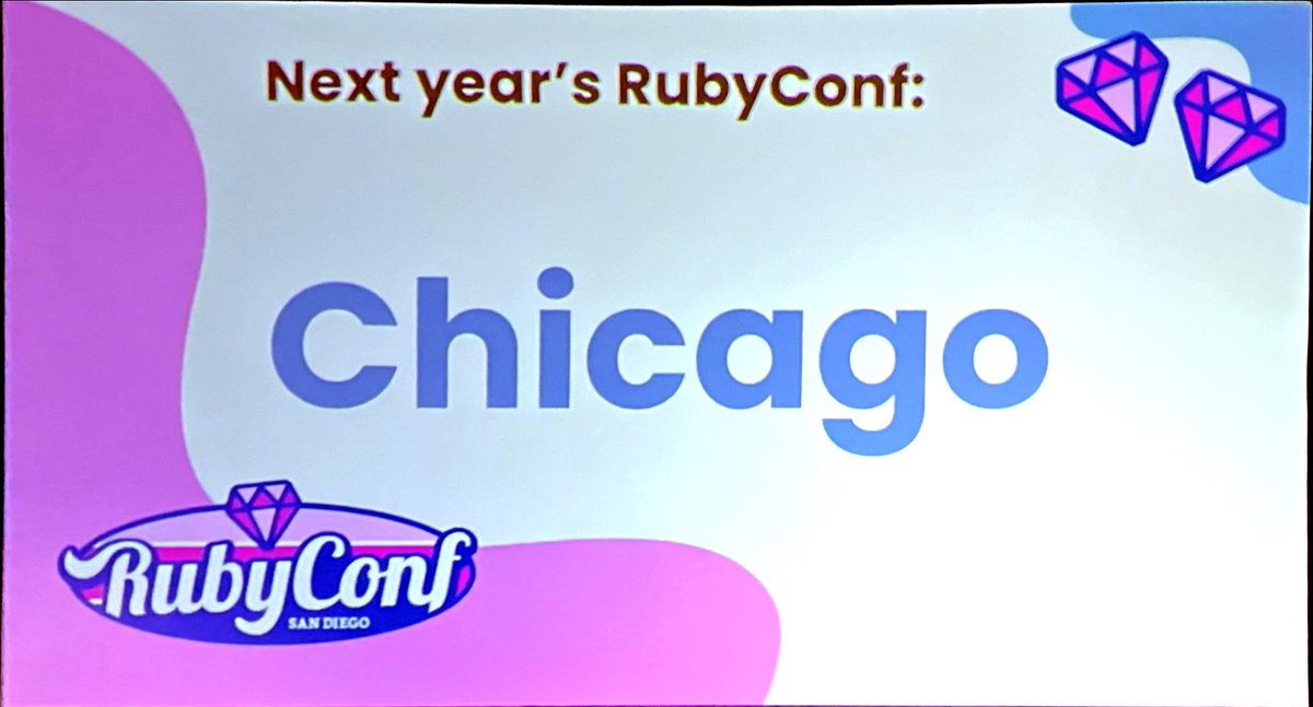 benjaminwood's tweet image. Next year in Chicago! #RubyConf