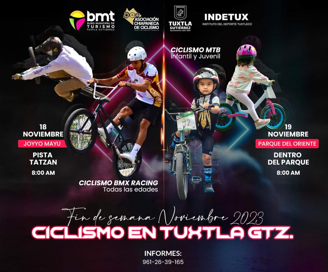 paco_jf's tweet photo. Doble cartelera | Este fin de semana se realizarán dos eventos de ciclismo en Tuxtla Gutiérrez. El sábado inicia la actividad con la carrera BMX Racing, mientras que el domingo se celebrará el esperado Campeonato Tuxtleco MTB 2023. https://t.co/s8knVs5r0h