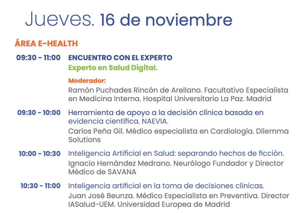 📆HOY 9.30 hs. 🔶EXPERTO en Salud Digital. Modera Ramón Puchades. @carlospenagil @ihmedrano Juan José Beunza @UEuropea @ismaelsaid #IA #44SEMI