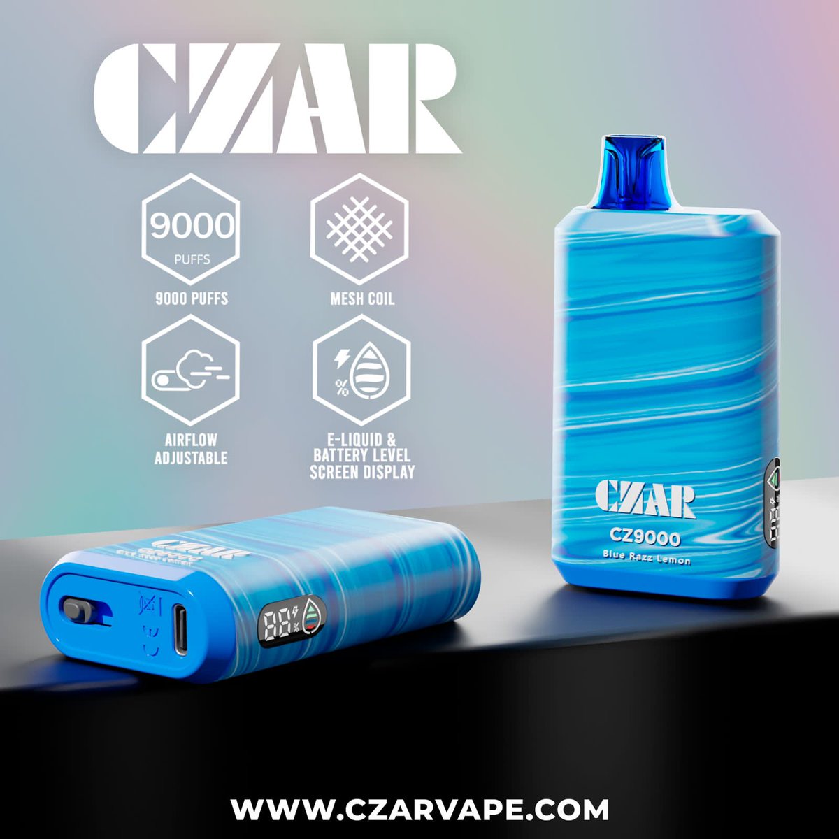 czarvape's tweet image. BLUE RAZZ LEMON
Get ready for a refreshing blast with this flavor. It’s like biting into juicy blueberries while enjoying a frosty minty kick 🤤 This flavor is perfect for those who want a fruity and chilly vaping experience.

#czarvape #LongerLasting #BetterTasting #MoreReliable