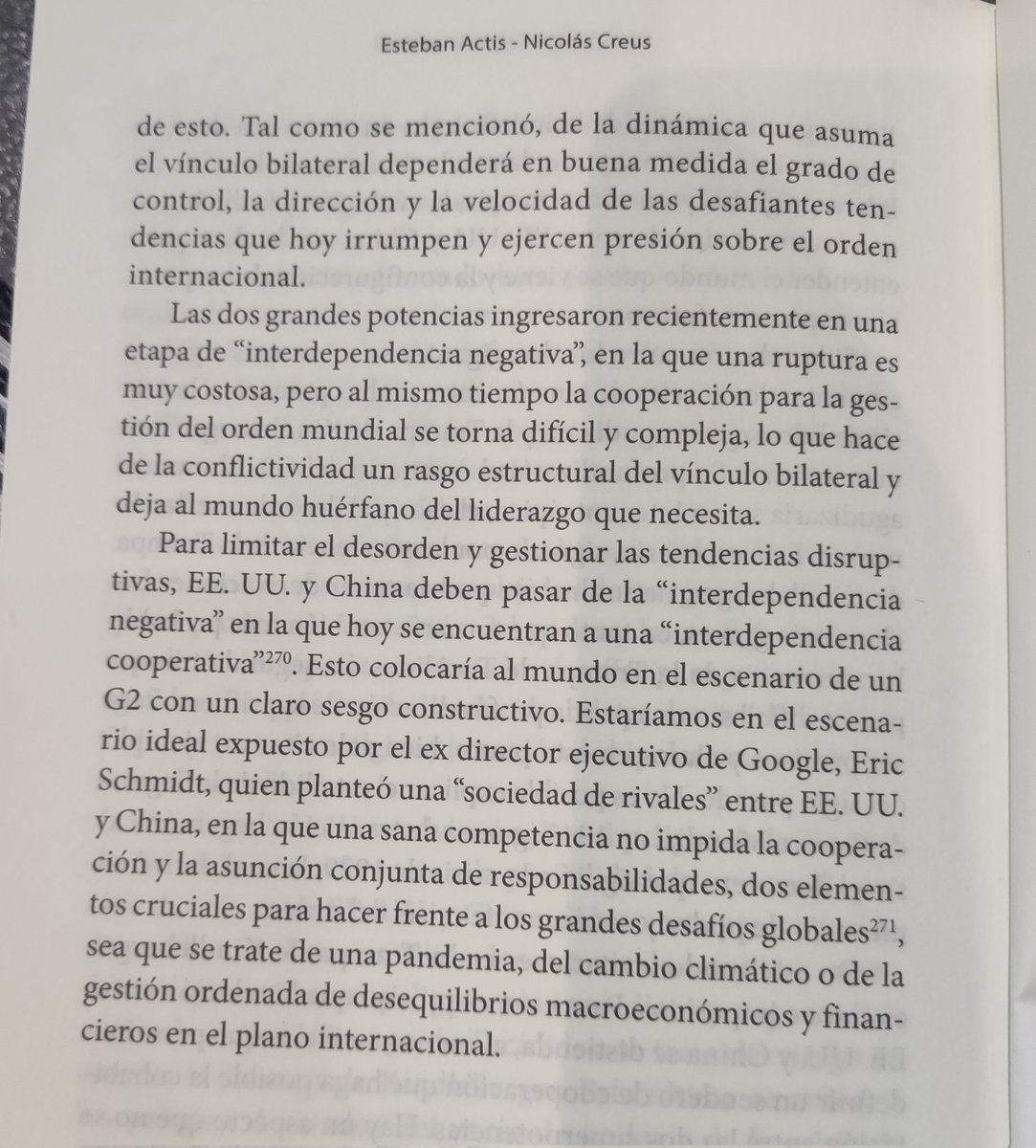 actis_esteban's tweet photo. Leyendo los readouts de la Summit y los distintos análisis, volví a las reflexiones finales escritas allá por agosto del 2020 desde Argentina con @creusnicolas en el libro #LaDisputaxElPoderGlobal. Cuánta vigencia tienen estos párrafos hoy, 3 años después. https://t.co/1WM9sdApjR
