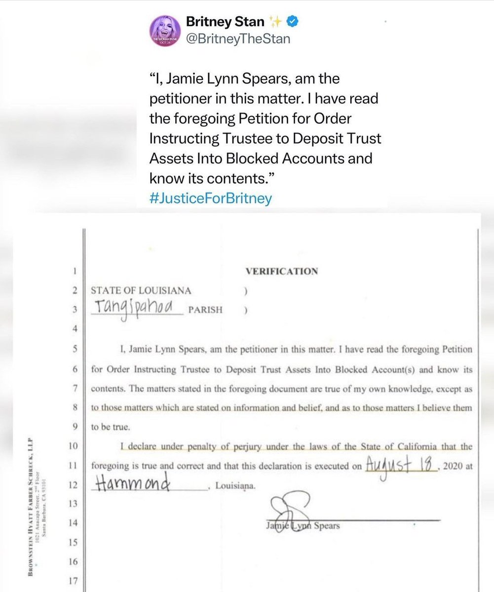 east_coastqueen's tweet photo. Here we have it, J-Lynn signature on court documents.. And the fact she was telling everyone she wasn't involved in any way in the C-ship!! 
#JusticeForBritney  #BritneySpears #Britney #FreeBritney #WhereIsBritney  #EndTheCarePlan 
Repost from @britneys_369 💓
@britneyspears 🩷 https://t.co/OsrKh3iRNS