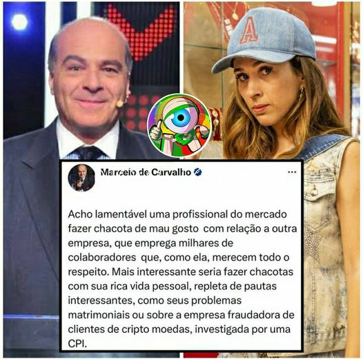 Foi lacrar... Após Tatá Werneck brincar que seu vestido valia mais que a grade da Rede TV, Marcelo de Carvalho respondeu: