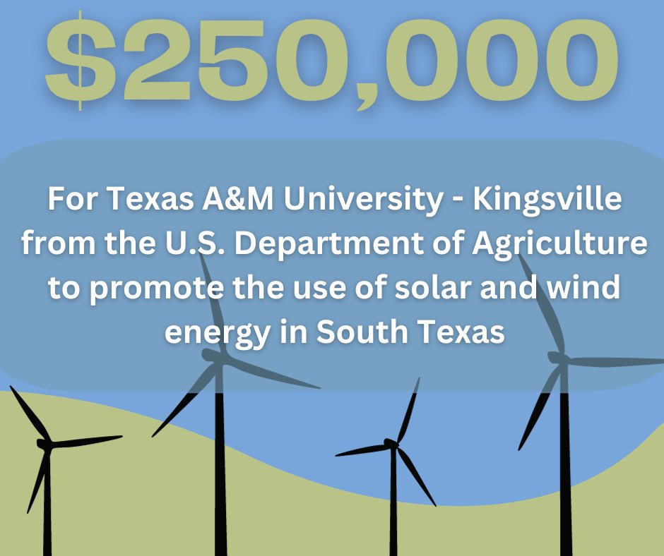 Congratulations to @JavelinaNation for receiving $250,000 from @USDA to promote solar and wind energy sources in South Texas!