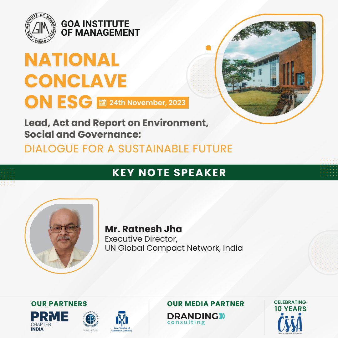 GimResearch's tweet photo. Distinguished Speakers at National Conclave on #ESG at @GIM_Sanquelim on 24th Nov 2023, being organized by @cssagim .  @parulekar_ajit @IAbhishekRanjan @JyoBelliappa @climeup @anishsugathan @ShrinivasDempo @GCNIndia @CouncilCircular https://t.co/zkyQDp5zmU