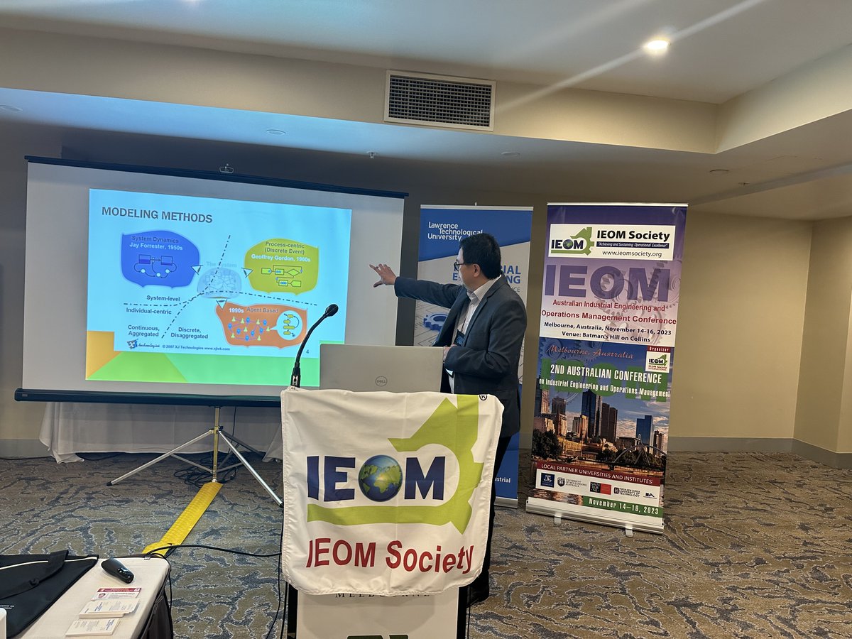 Dr. Indra Gunawan, Associate Professor, Adelaide Business School, University of Adelaide talked on various simulation aspects, discrete, continuous and system dynamic approach at the 2nd Australian IEOM Melbourne Conference - November 16, 2023 - ieomsociety.org/melbourne2023/