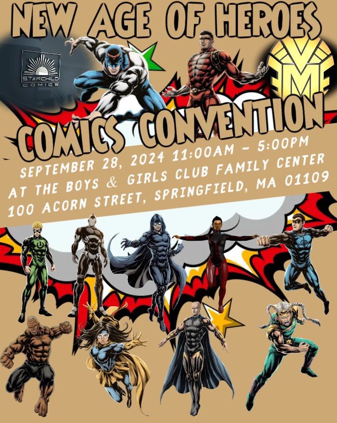 So proud to bring the New Age of Heroes Comics Convention to Springfield, MA. 9/28/24. Featured Guest will be <a href="/BraxtonACosby/">Braxton Cosby</a> of <a href="/CosbyMediaProd/">CosbyMediaProductions</a> &amp; <a href="/StarChildComics/">StarChild Comics</a> register today to be a vendor: newageofheroes.com/new-age-comics… #BlackTwitter #ComicCon #Comics #Artists #Cosplay #Creator