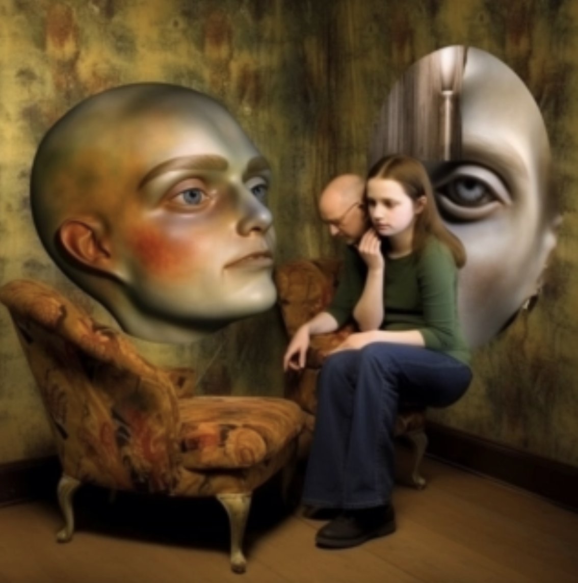 creepyAIhands's tweet photo. I asked Midjourney to create "high resolution photographs of an adolescent interacting with their parent". The results ranged from normal to awful via decidedly weird. A thread of highlights follows. https://t.co/sbC2YVzIVM