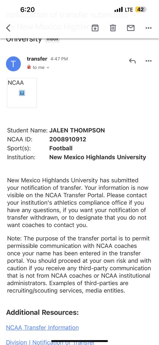 Open for business, appreciate the opportunity to play for New Mexico Highlands University and now I’m ready for the next step in a journey.