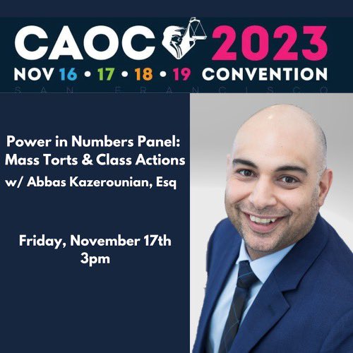 kazlglawyer's tweet image. Proud to be speaking at CAOC in San Francisco #klg #caoc #speaker #consumerprotection #consumerlaw #classactions #law #lawsuit @Kazerouni_Law @VegasDebtAtty @IEDebtDefense @ConsumerAttysCA