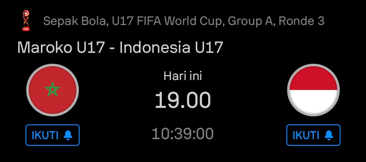 bahaspemainbola's tweet photo. 💸 Kuis Tebak Skor. #TimnasDay

Maroko U17 vs Indonesia U17
Irak vs Indonesia
Hadiah e-wallet/pulsa 100k dibagi 4 orang.

Contoh: 
Maroko U17 0-0 Indonesia U17
Irak 1-1 Indonesia
#TimnasDay

Jangan lupa FOLLOW akun ini @bahaspemainbola 

KUIS DITUTUP KICK OFF U17 JAM 19.00 WIB‼️ https://t.co/O9WFAuQGy5