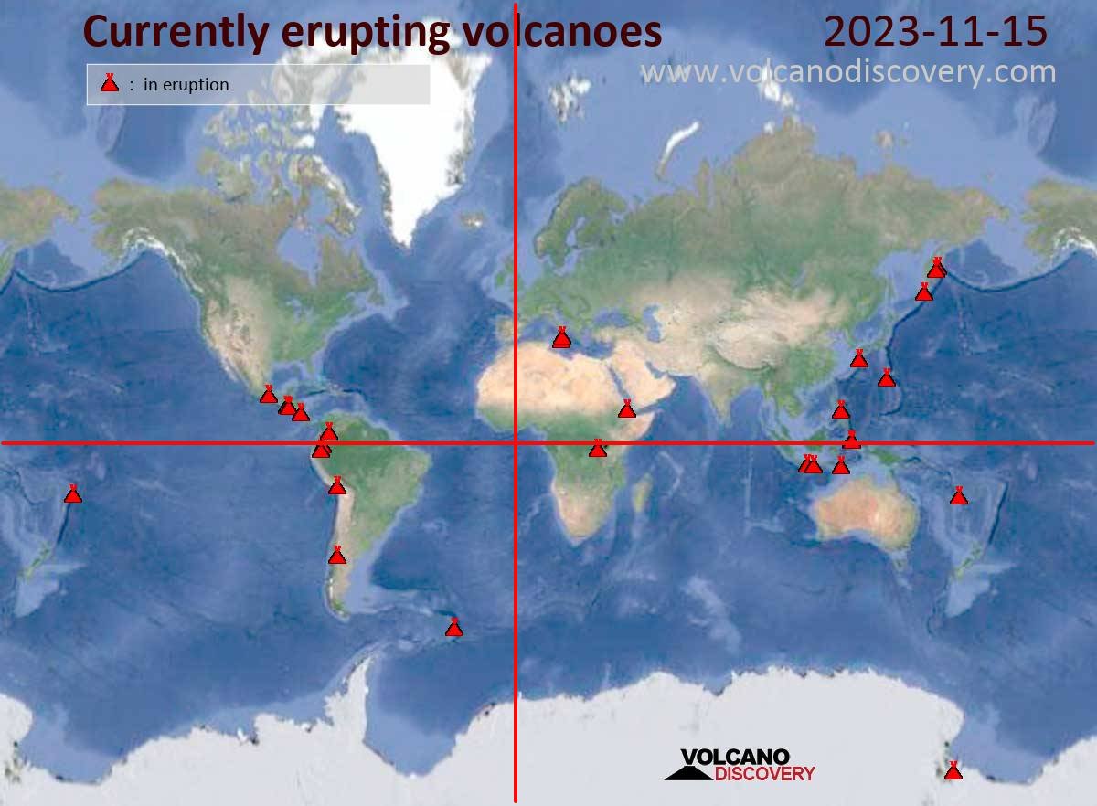 MikeChillit's tweet photo. #MagneticNorth #Drift #VolcanicActivity

I didn't have time to work on this today, but am curious about possible links between the locations of active volcanoes and magnetic drift. I suspect lots of people have looked into it, but I haven't come across their findings. Or perhaps this is way too elementary.

Notice that most active volcanoes are closer to the equator than to a particular land mass, such as Asia -- the Elephant in the room. The equator is perhaps also the densest horizontal (latitude) but that's a sophomoric guess on my part. I'm way outside my ken on this, but get curious about things.

The horizontal is the Equator. The vertical is the Prime Meridian.