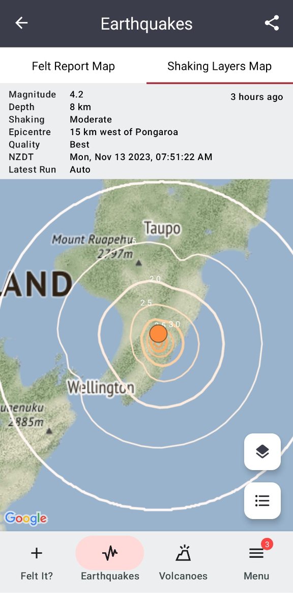 Breaking news! 📣 Shaking Layers is now on our app 🙌 Open or download the GeoNet app and tap on any earthquake of M3.5 or greater to get a measure of ground shaking intensity in different parts of the country. Read more about it here 👇 geonet.org.nz/news/76UwEoN58…