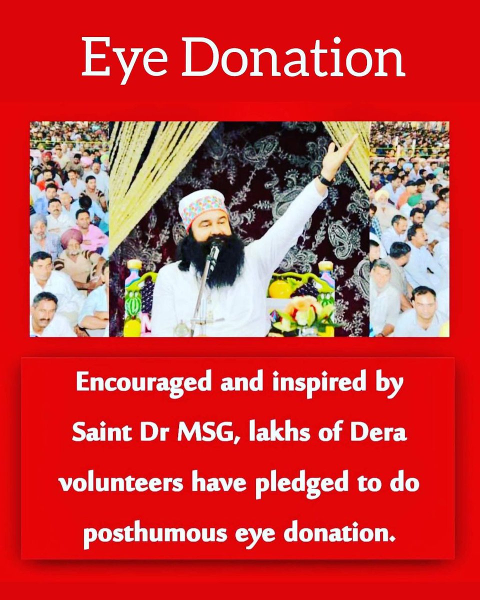 __iMVishal's tweet photo. Following the inspiration of Saint MSG, lakhs of Dera Sacha  Sauda followers have taken up the cause of posthumous eye donation to help the needy people, so that they too can see this colorful world. #GiftOfSight https://t.co/0UHs18uTHa