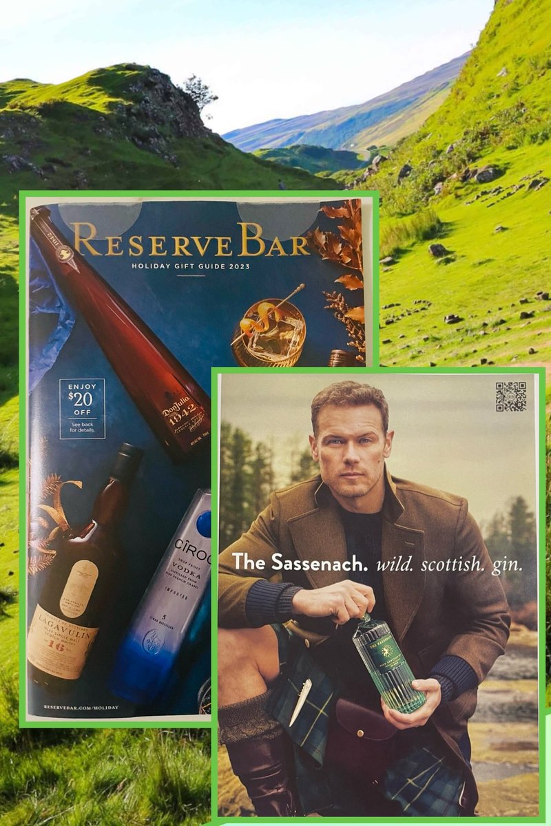 I received my Reserve Bar Holiday Gift Guide today. Sam Heughan’s  “The Sassenach Wild Scottish Gin” is featured on the first page! Yes! of course it is! Cheers! 💚🍸💚🍸💚
#SamHeughan #ReserveBar #TheSassenachWildScottishGin