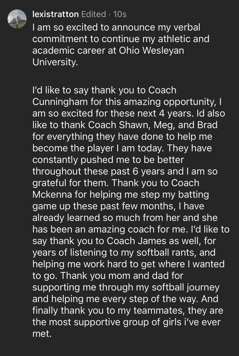lexistratton_'s tweet photo. So excited for the next 4 years❤️🖤! @OWUSoftball @TennMojo18u_LMW @WoodhavenHigh @CoachKrollKen @CollegeBDJocks @rsmidwest https://t.co/csrhlRR7ZY