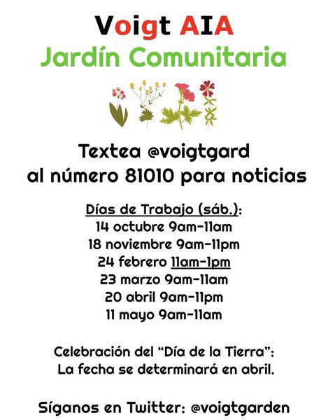 We have a Community work day at the Voigt Community Garden in Round Rock, TX this Saturday from 9-11am! See y’all there!@VoigtAIA_RRISD