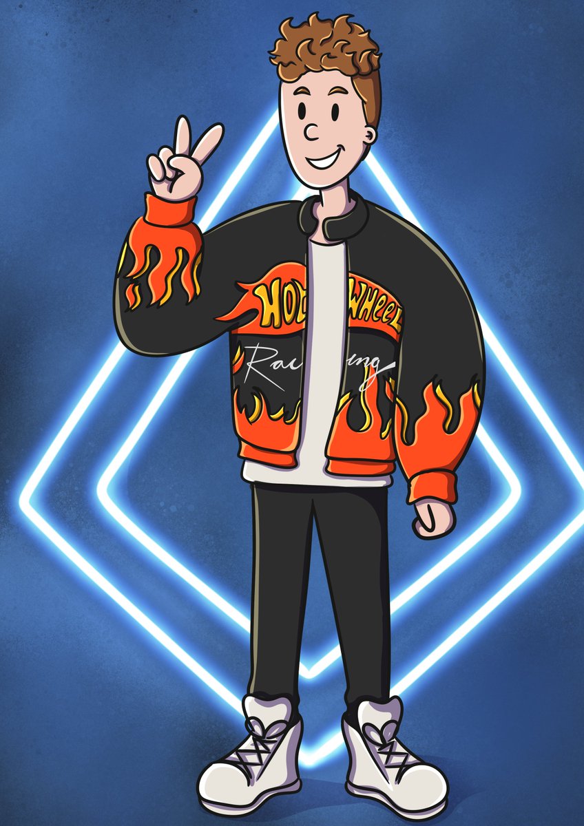 Ahhhh!! <a href="/JazzalsB/">Jazzals</a> has not only created this wonderful art piece of me down to the peace sign I can't help not doing in every photo of myself but art that includes the most incredible jacket I have ever owned!

Thank you so much, this has made my week! ✌️😊