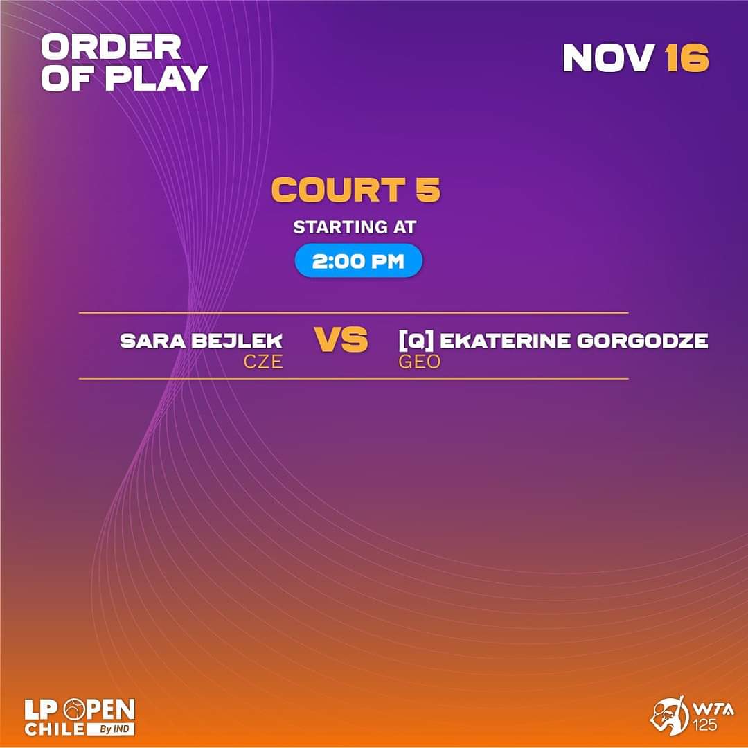 💃 ¡QUE SIGA LA FIESTA! 

🔥 <a href="/daniseguel/">Daniela Seguel</a> y <a href="/nadiapodoroska/">Nadia Podoroska</a> jugarán un PARTIDAZO en nuestro Court Central. 

🇪🇬 <a href="/MayarSherif_1/">Mayar Sherif</a> y #PolonaHercog cerrarán la acción con un duelo de muuuucho nivel. 

🚨 Se viene una jornada notable y no te la puedes perder.

🎟️ <a href="/puntoticket/">Punto Ticket</a>