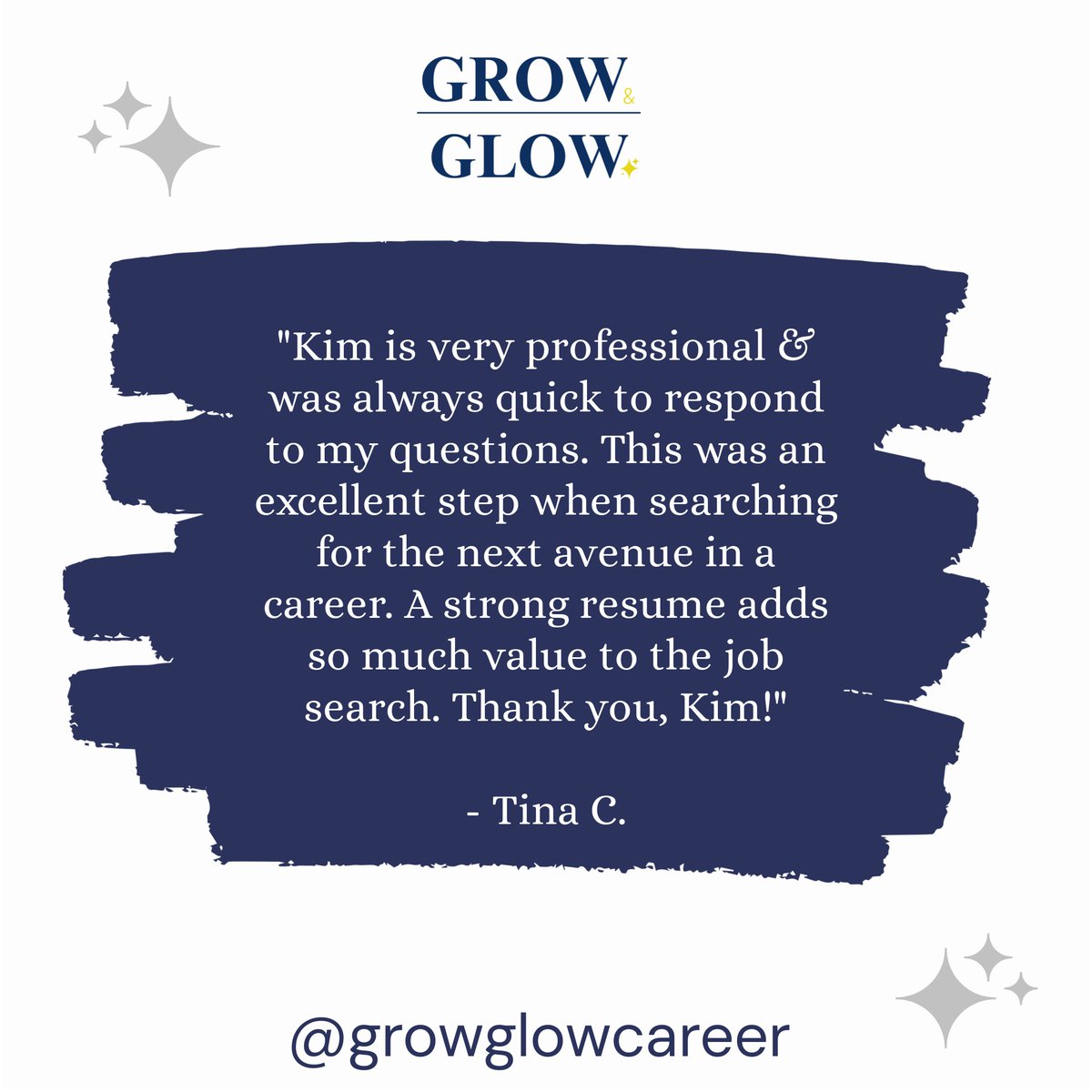 Thank you for your review, Tina!! #GrowGlow #GG #Resumewriting #resumes #jobsearchhelp #Careercoach #careerchange #resumereview #LoveOurCustomers #ReviewOfTheWeek