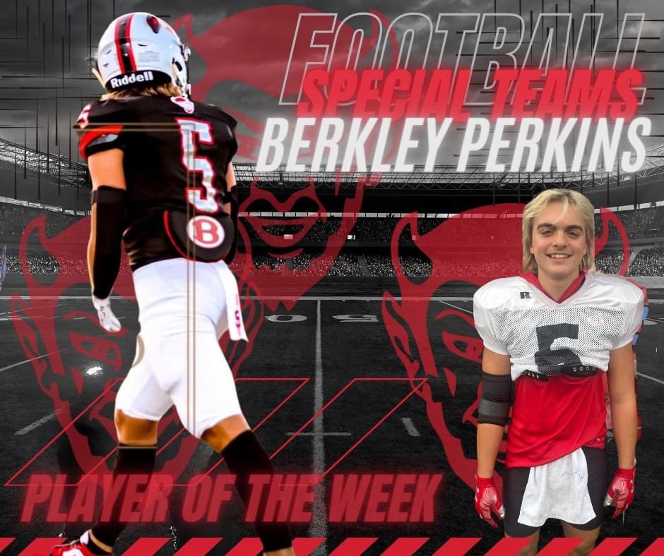bowdonrecruits's tweet photo. Congrats to 2026 Red Devil WR/DB @perkins_berkley on being named Special Teams player of the game vs Taylor County. This young man never comes off the field. He plays on offense, defense and special teams every Friday night. @RecruitGeorgia @NwGaFootball @GradickSports @HSM_WestGA
