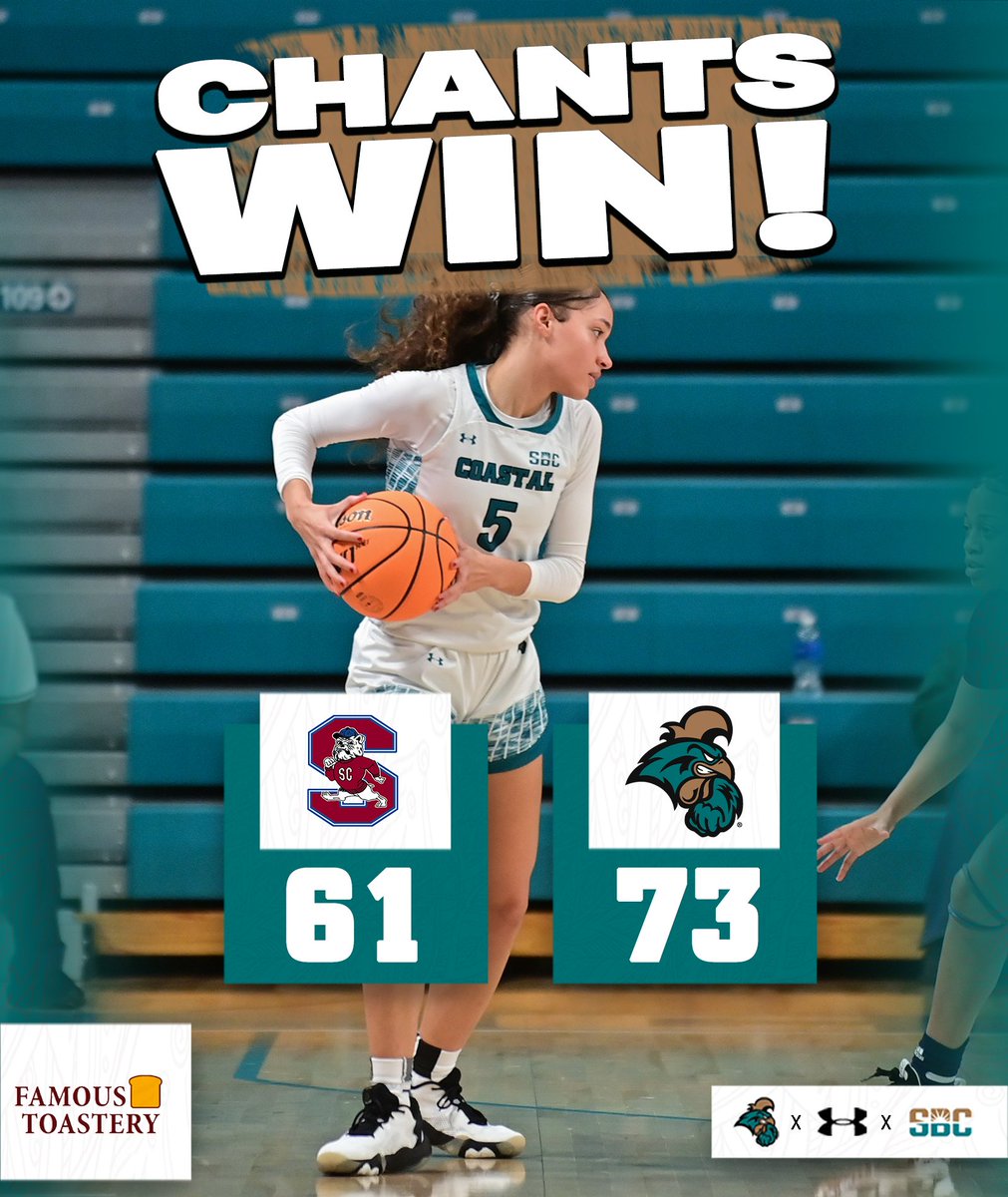 FINAL | COASTAL 73, SC STATE 61 @baller4lifeeeee with 29 to lead our offense with @alanciaramsey (17 pts, 16 rbds) & @kailacange (11 pts, 11 rbds) adding double-doubles. #TEALNATION | #CHANTSUP | #SunBeltWBB