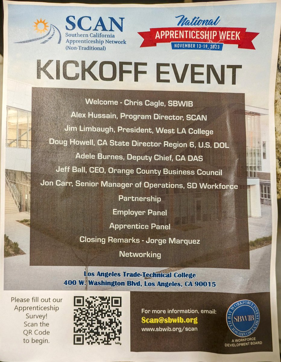 SBC_Alliance's tweet photo. Connecting with partners &amp; growing our reach w/ the Southern California Apprenticeship Network (SCAN) to expand pre-apprenticeship opportunities for HS stu in @SBCountySchools and @RCOE  
#IEConnect #NAW2023 
@CaliforniaCTE  @CA_DIR 
@USDOL @MichelleRhee https://t.co/vkkG608Ddm
