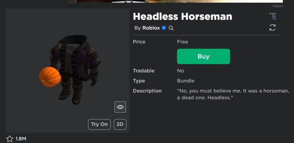 Roblox Accidentally Gives Away Headless Horseman For Free