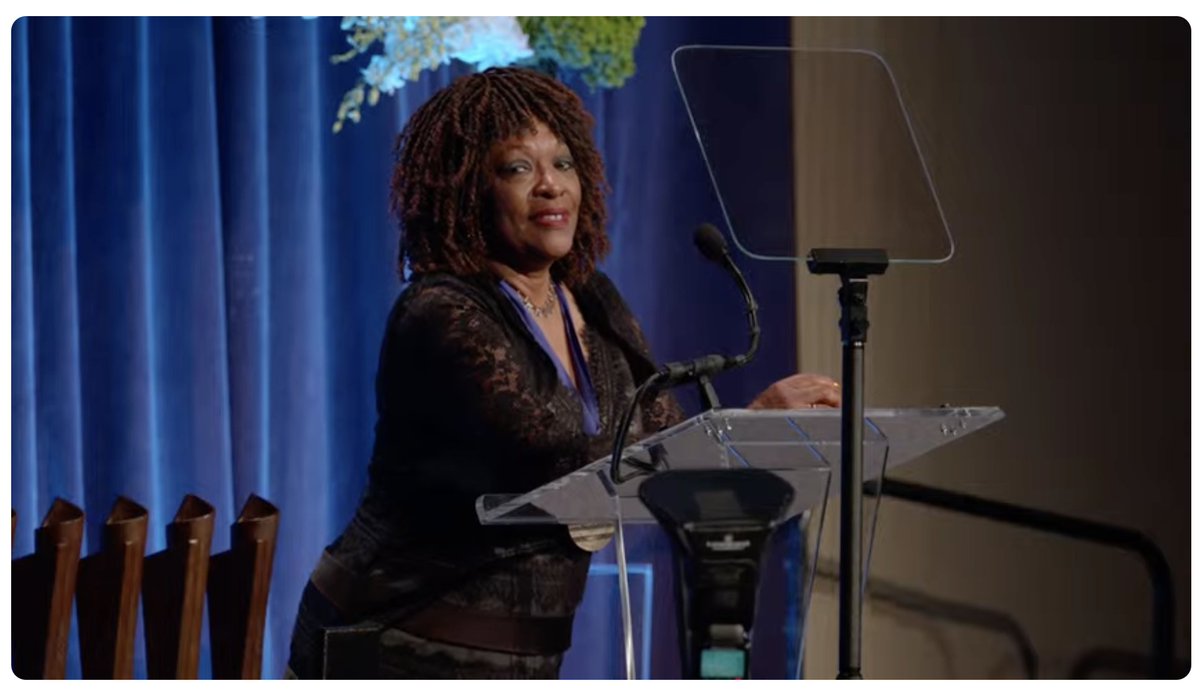 'What a poet manages to ink onto a page (or put into a computer's memory, as it were) is just a silhouette, a shadow of that essential enigma that we call life.' Crying happy tears for Rita Dove! #NBAwards