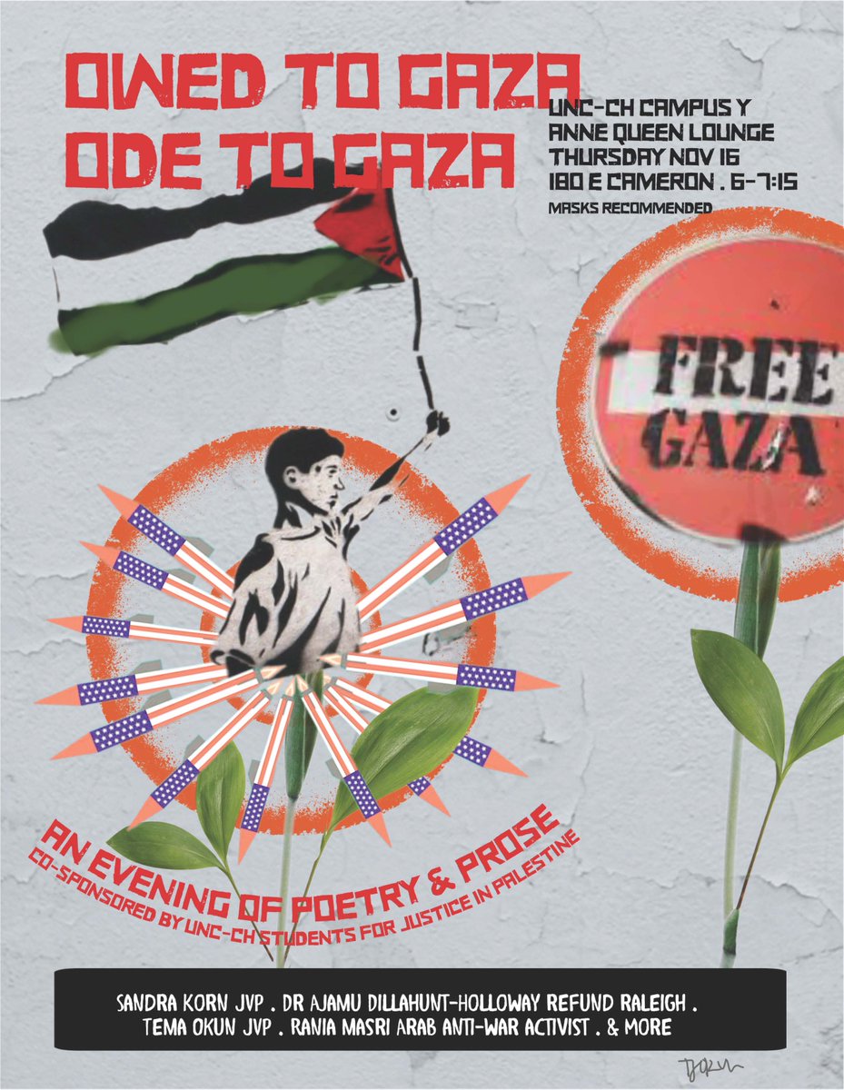 OWED TO GAZA/ODE TO GAZA Poetry & Prose Night, Campus Y, 6-7:15. 🇵🇸 #gaza #palestine
