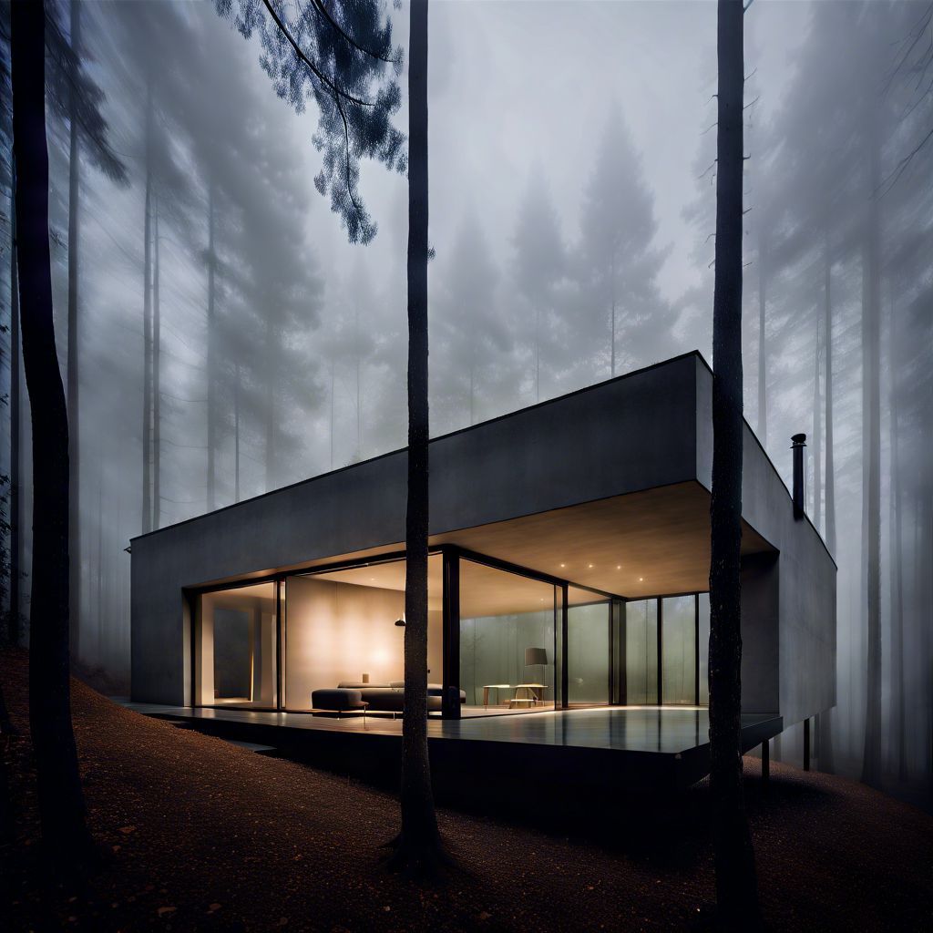 Artec_ai's tweet photo. Where silence meets style, this AI-envisioned modern home emerges from the fog like a vision. Could this be the peaceful, sleek sanctuary you've been dreaming of? Is AI the new frontier in custom home design? 

#architecture #aiart #generativedesign https://t.co/gzYhqPGCrj